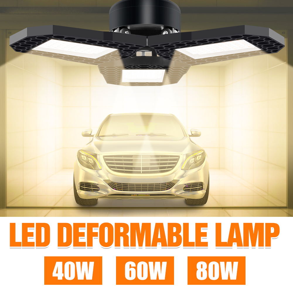 차고 LED 램프 E27 천장 조명 220V 변형 가능한 전구 40W 60W 80W 110V LED 워크숍 램프 홈 창 고 산업 조명
